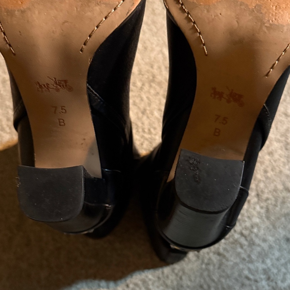Coach Black Heeled Boots with Buckle Detail - Picture 4 of 4